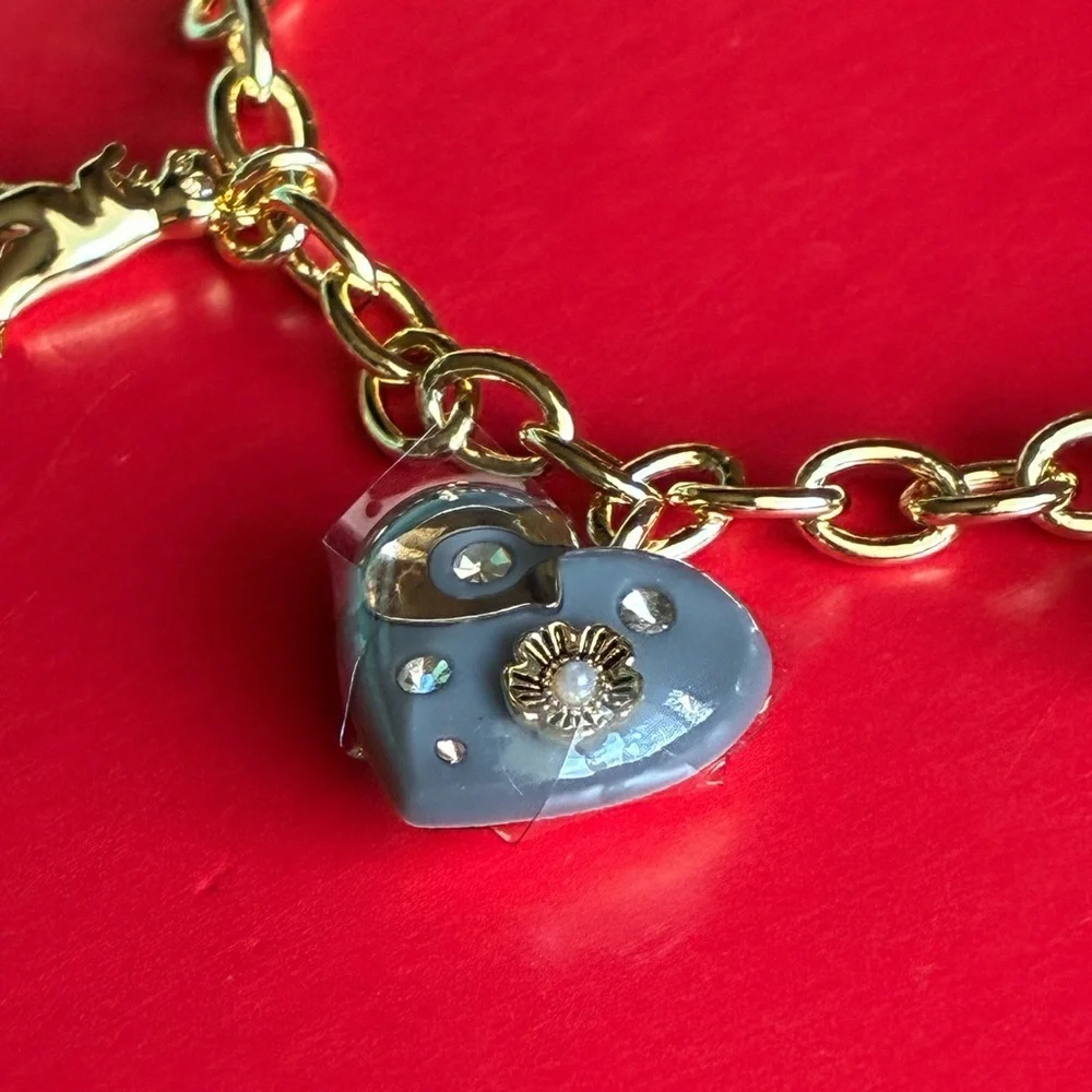 COACH Bracelet,Coach Gold and Gray Charm Bracelet
